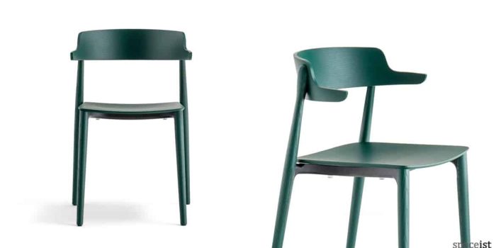 Nemea green stained cafe chair with arms