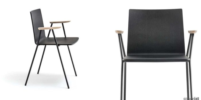 Saka black wood chair with light wood armrests