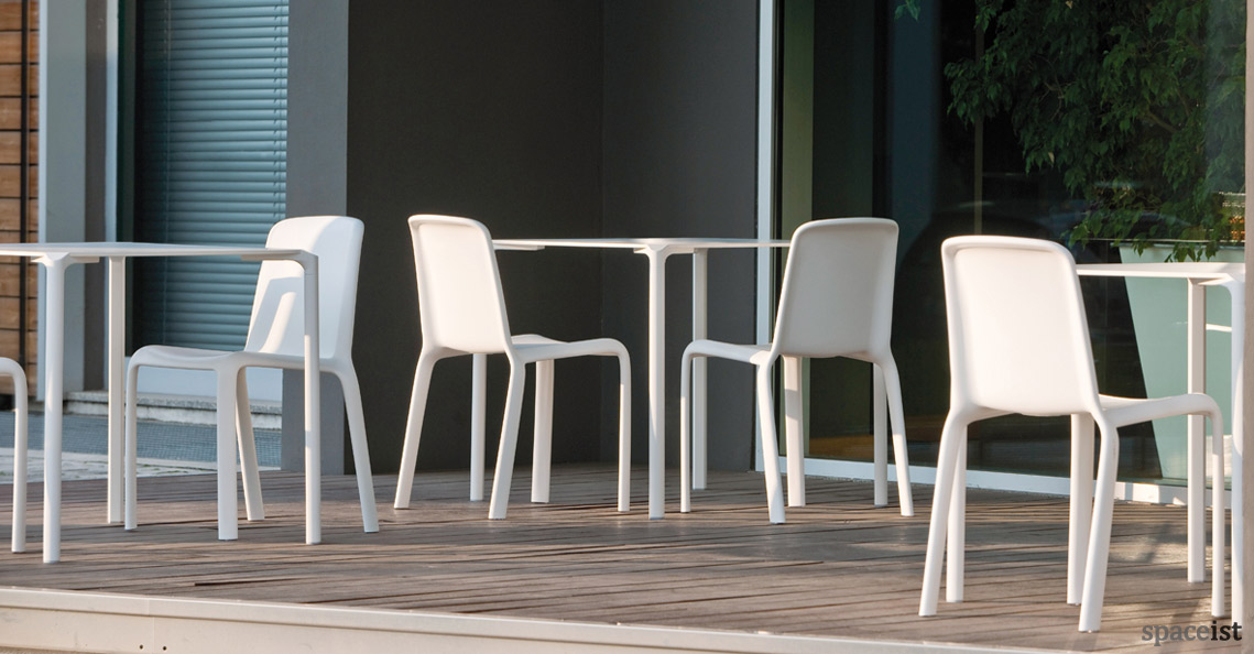 Snow white outdoor cafe chairs