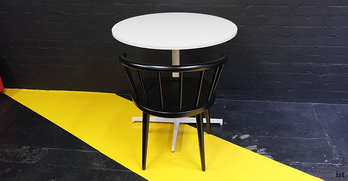 W solid beech cafe chair back view