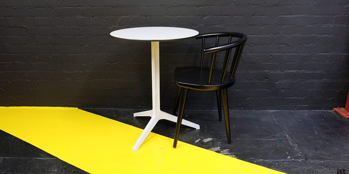 W solid beech cafe chair in black lacquer