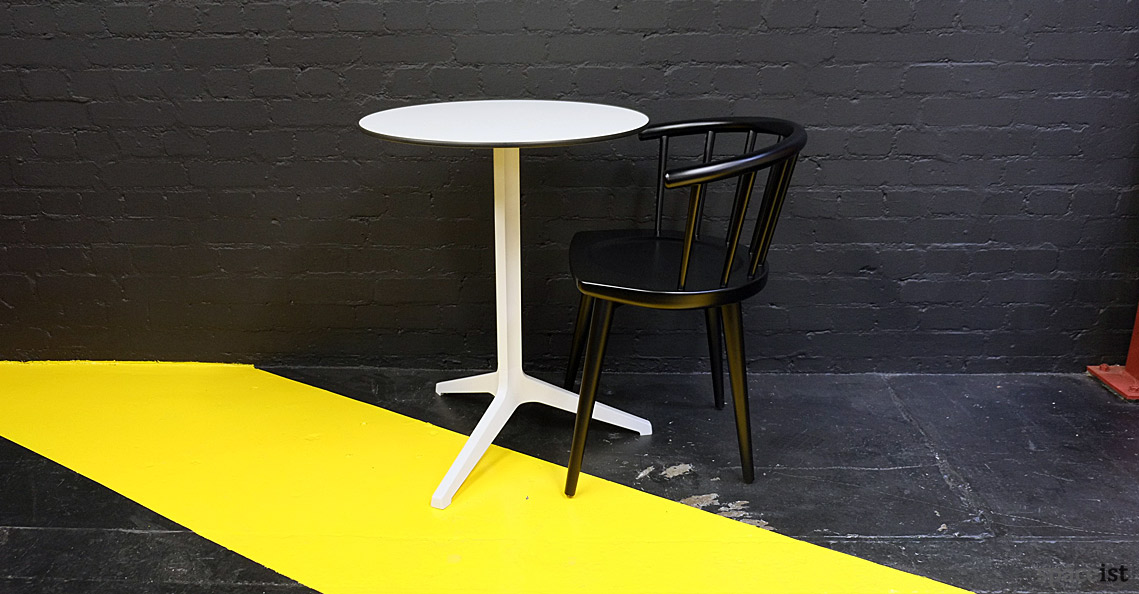 W solid beech cafe chair in black lacquer