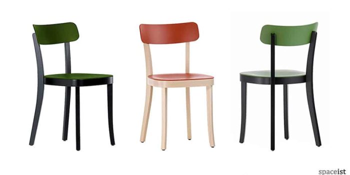 Basel red and green wood cafe chair