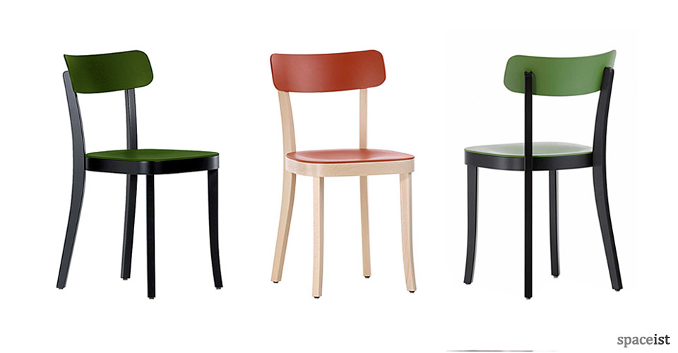 Basel red and green wood cafe chair