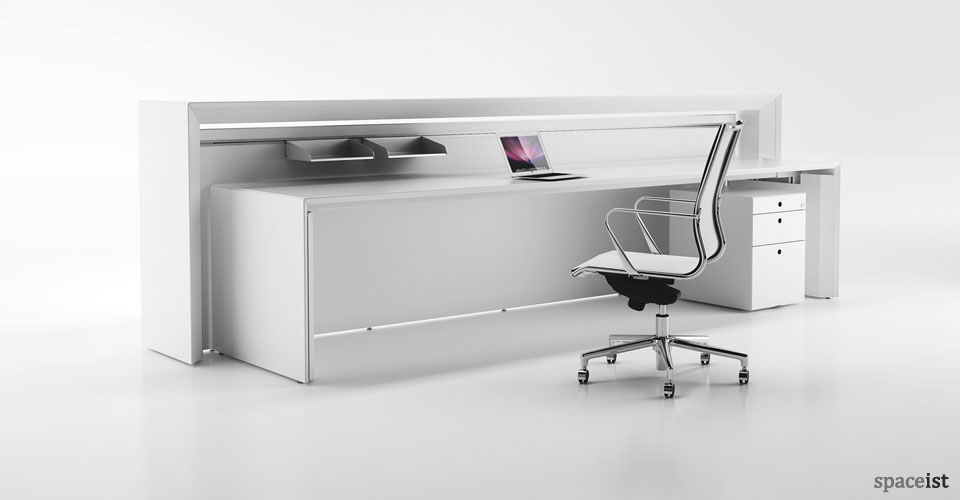 meta white reception desk
