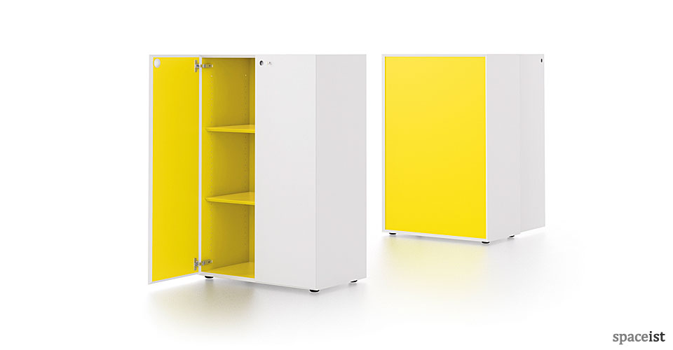 meta white and yellow two tone cabinet