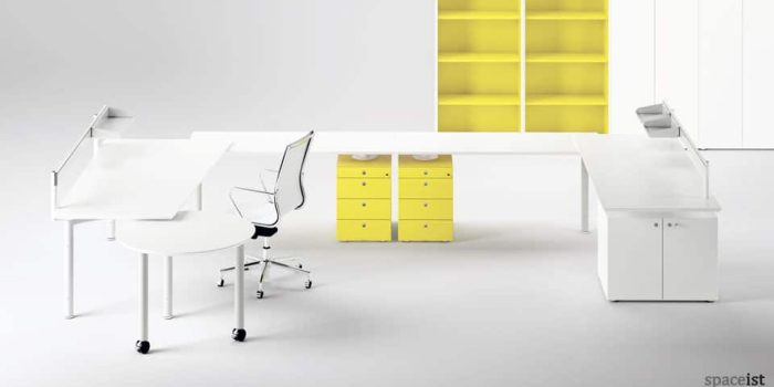 meta white and yellow office furniture collection