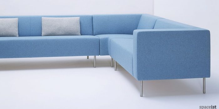 18 light blue fabric modular reception sofa