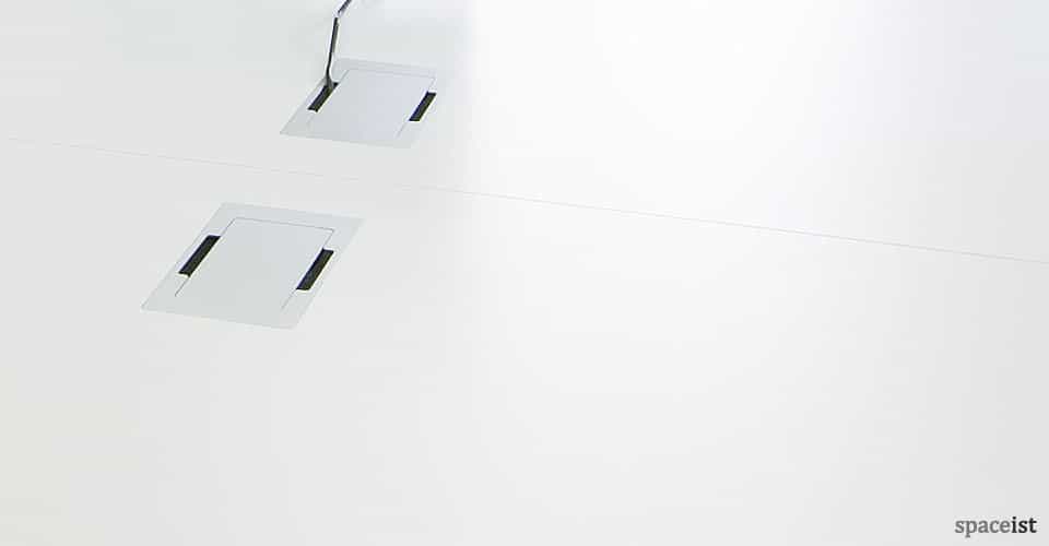 large round white meeting room table