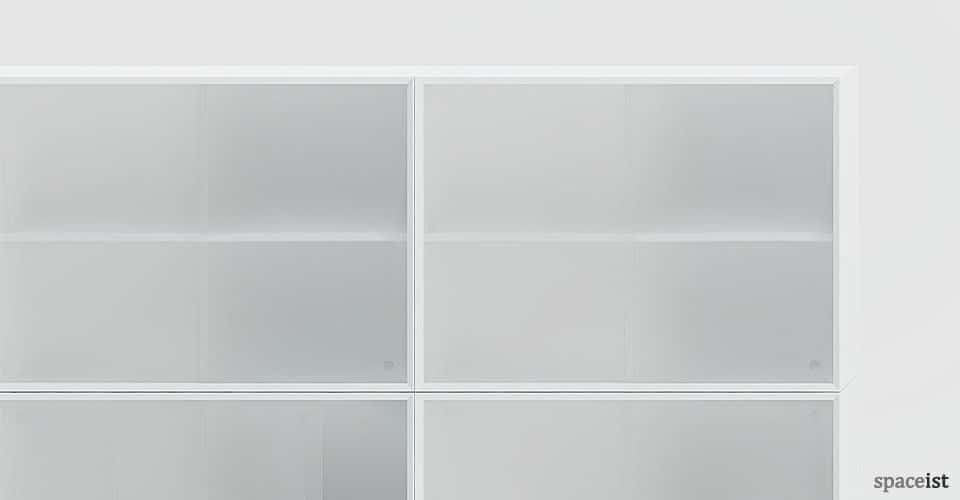 45 tall white sliding door storage closeup