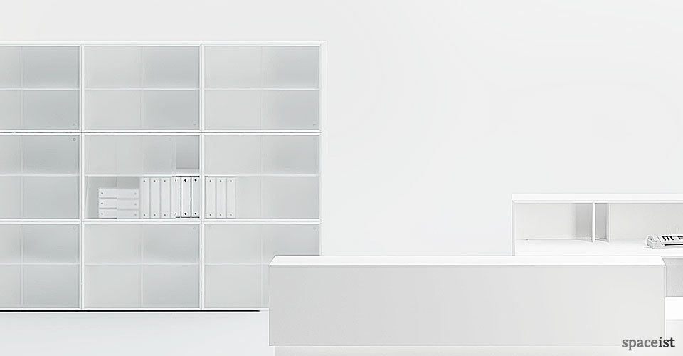 45 tall white sliding door storage
