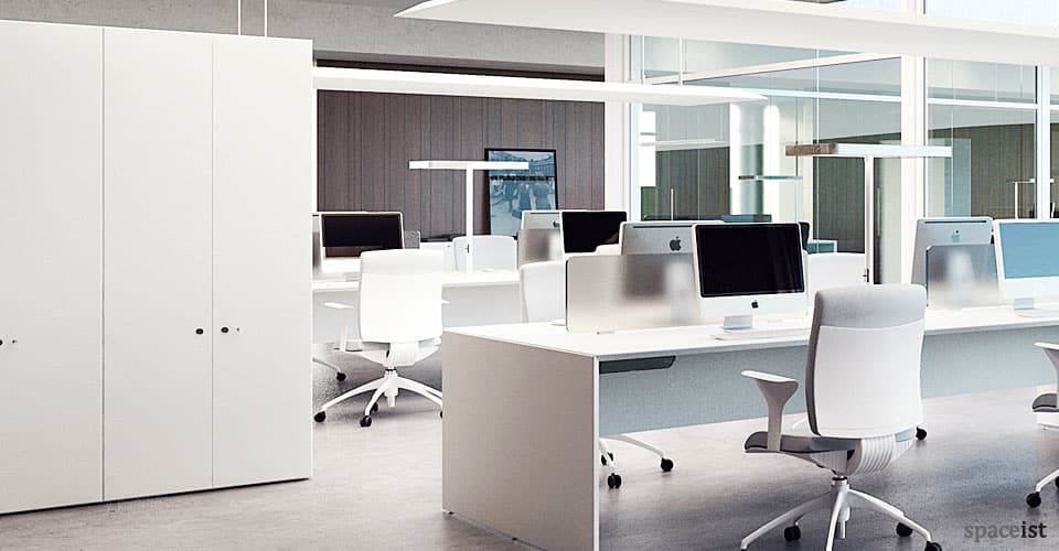45 white tall office cabinets