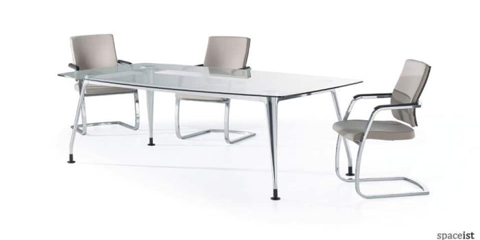 6 person dna glass meeting table