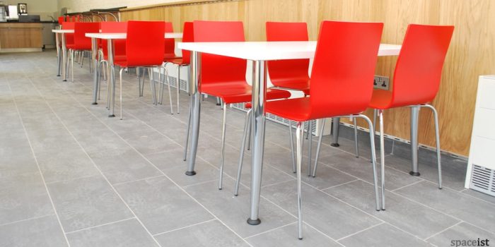 angled chrome leg white cafe tables