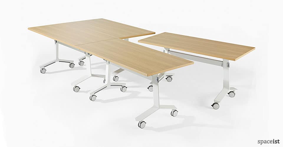 Oak folding conference table