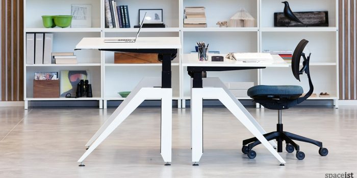 Cabale white standing desk with angled leg