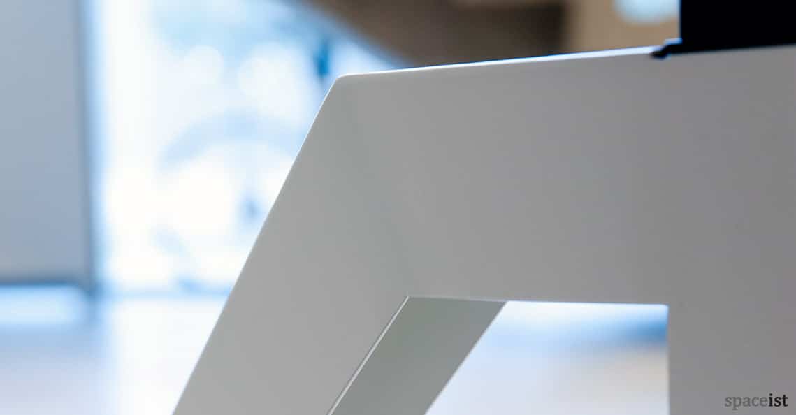 Cabale white standing desk with angled leg