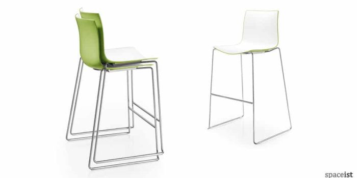 catifa green plastic bar stools with chrome leg