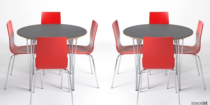 contract round dark grey canteen tables