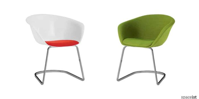 Duna cantilever white and green meeting chair