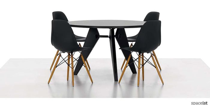 Eames Black Meeting Chair with Wood Legs