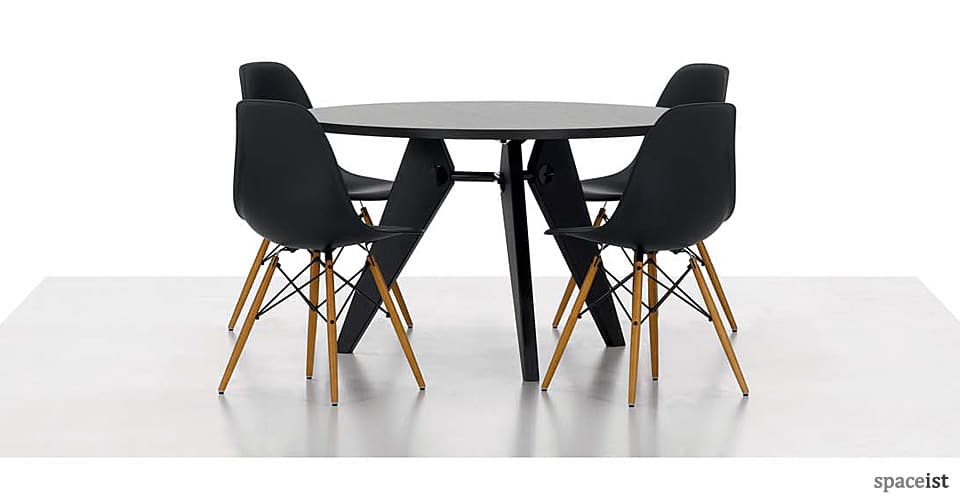 Eames Black Meeting Chair with Wood Legs
