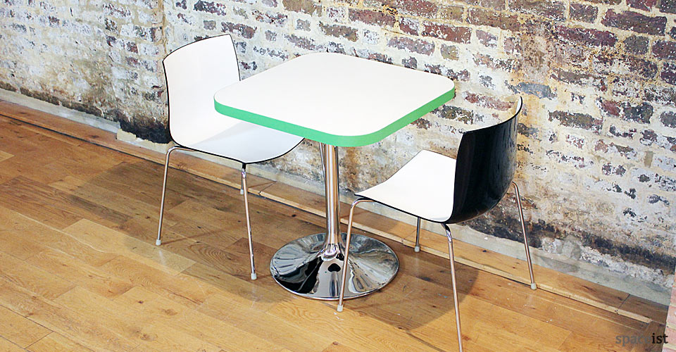 edge colourful square chrome cafe table