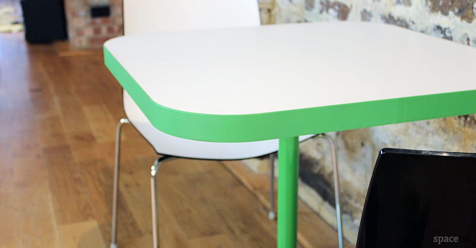 edge green rectangular cafeteria table and chairs
