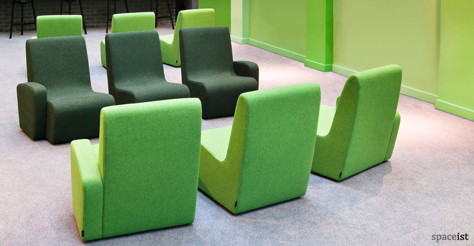 forty four green curvy reception chairs