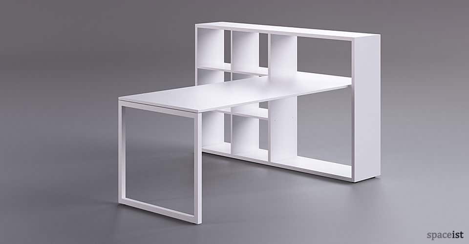 frame storage single white office desks