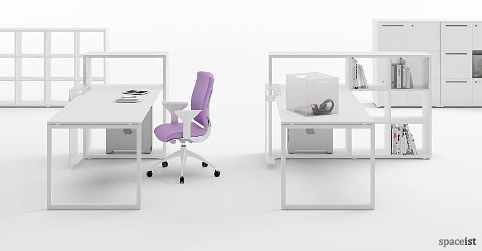 frame storage single white office desks
