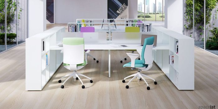 frame storage white office desks