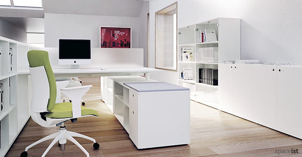 frame white low office cabinets