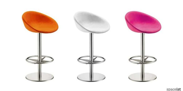 gliss pink and orange fabric bar stools
