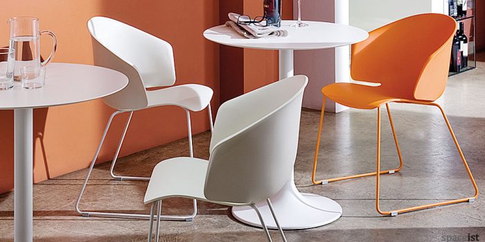 grace curvy orange and white designer cafe chairs