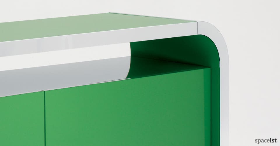 hi line green meeting cabinet closeup