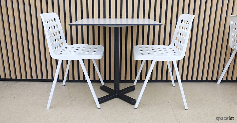 Bold square outdoor cafe table