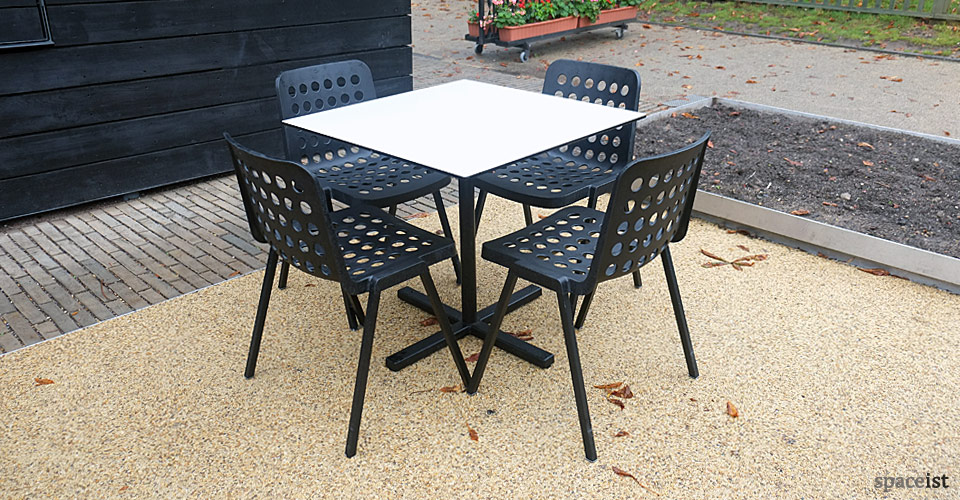 Bold square outdoor cafe table