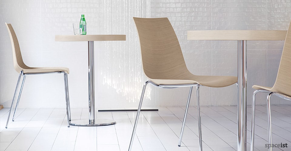 inox light oak cafe tables
