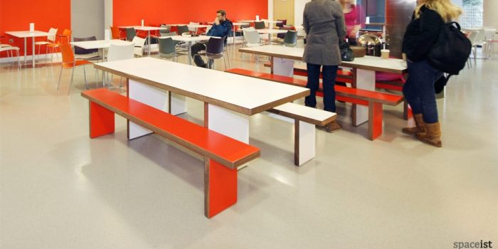 red school refectory table and benches