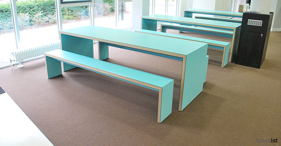 jb45 light blue laminate canteen table and benches