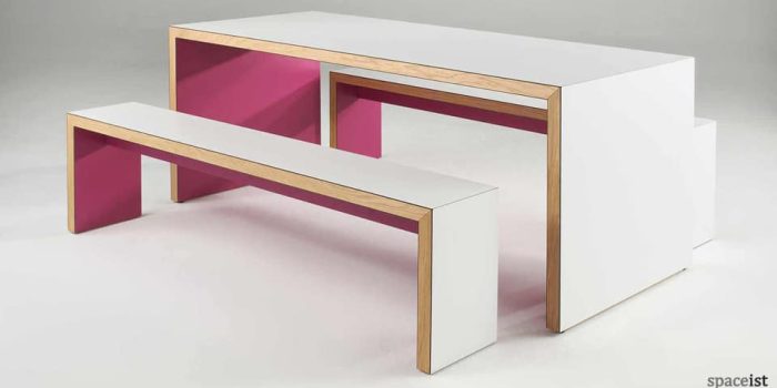 jb45 pink canteen table and benches