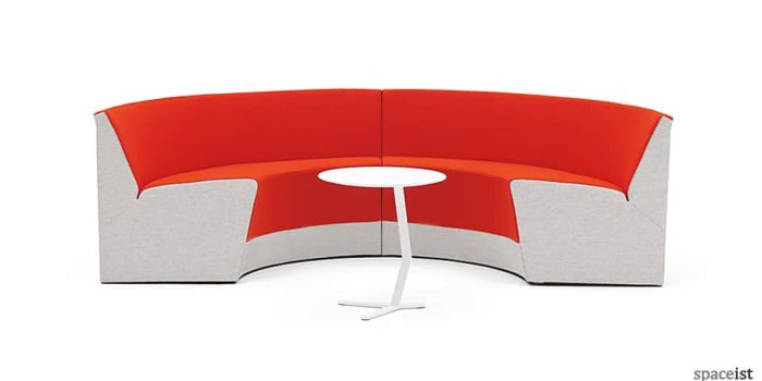 King circular reception sofa in red and grey fabric