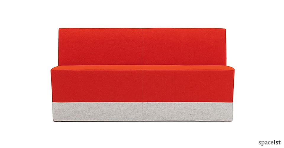 King circular reception sofa in red and grey fabric