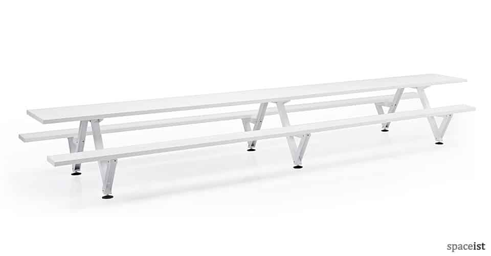 Marina long white picnic table and benches