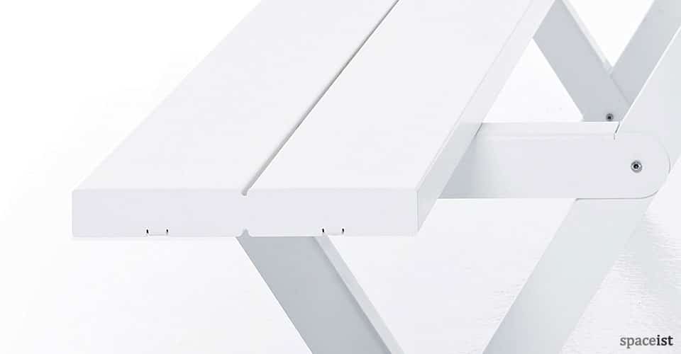Marina long white picnic table and benches