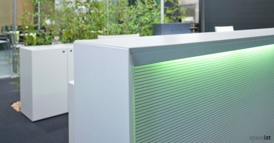meta white reception desk