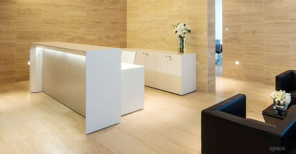 meta white reception desk