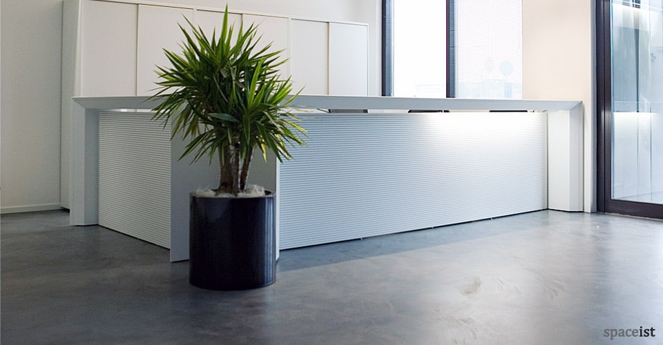 meta white reception desk