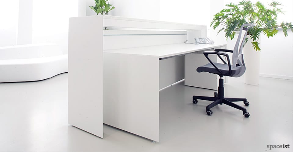 meta white reception desk